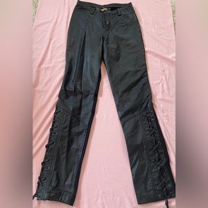 Harley Davidson Leather and Stretch Lace Leg Riding Pants